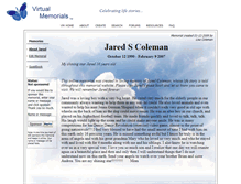 Tablet Screenshot of jared-coleman.virtual-memorials.com